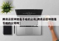 腾讯云区块链是干啥的公司[腾讯云区块链是干啥的公司呀]